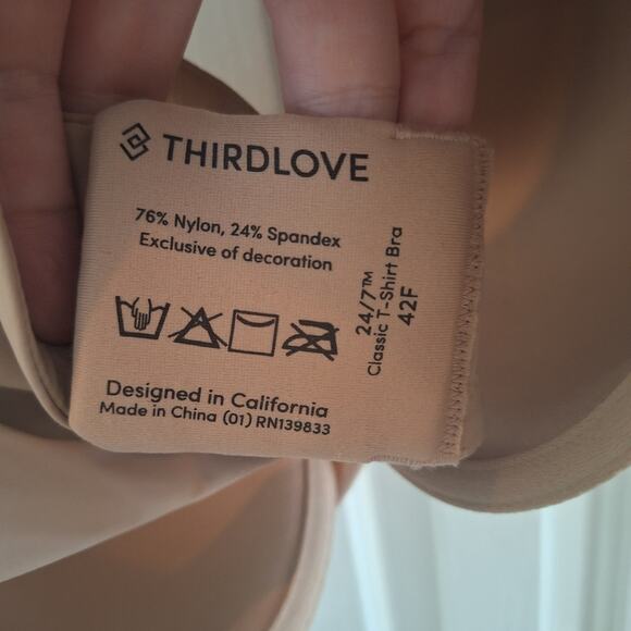ThirdLove 42F classic T-shirt underwire tan light nude bra new NWT - Picture 3 of 4